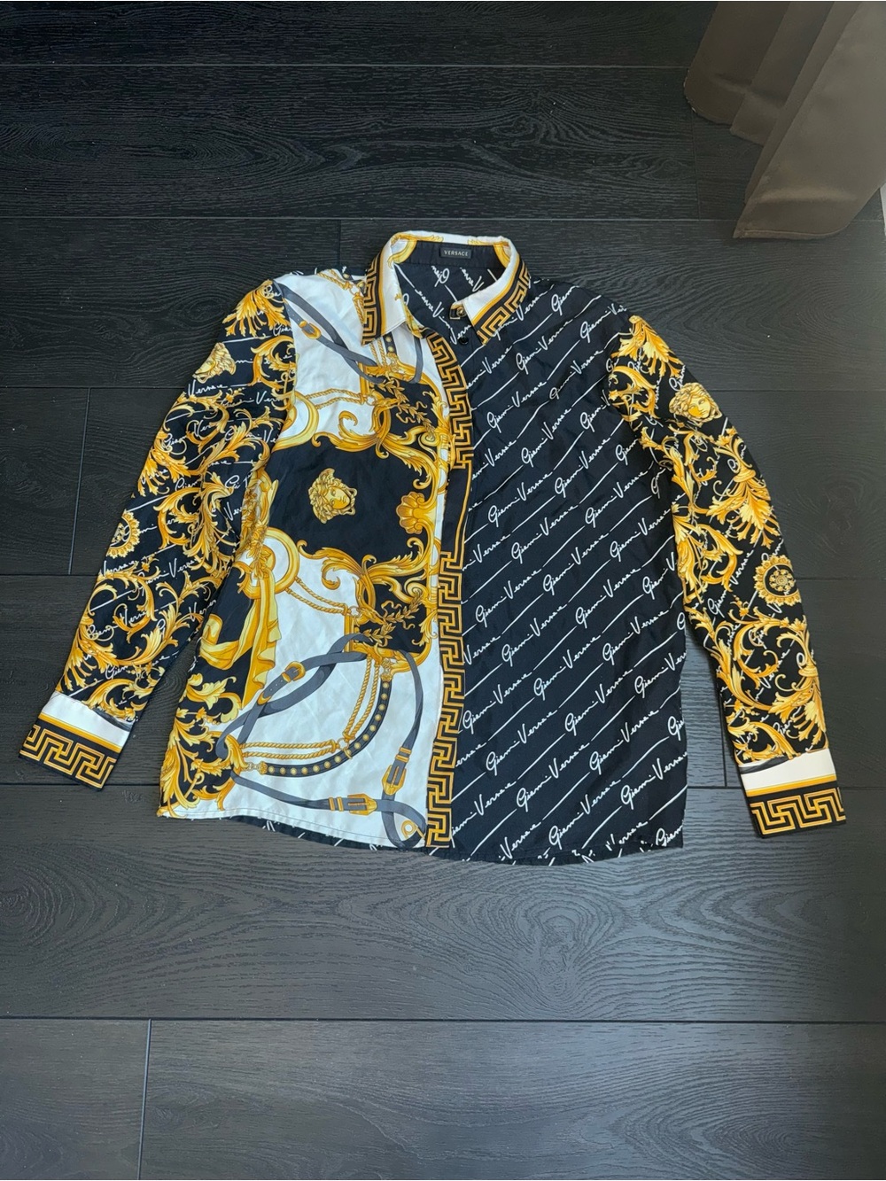Versace Black Shirt with White Signature Script